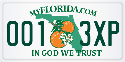 FL license plate 0013XP