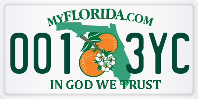 FL license plate 0013YC