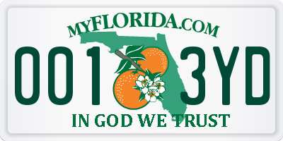 FL license plate 0013YD