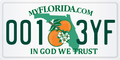 FL license plate 0013YF