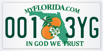 FL license plate 0013YG