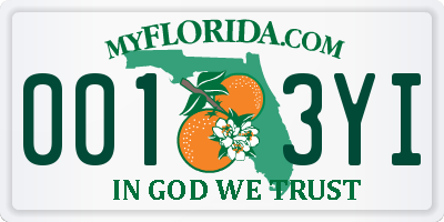 FL license plate 0013YI