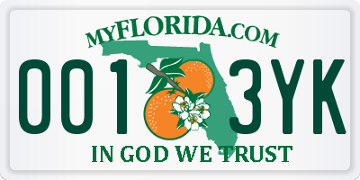 FL license plate 0013YK