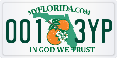 FL license plate 0013YP