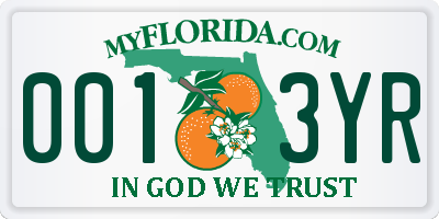 FL license plate 0013YR