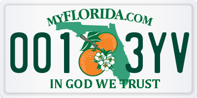 FL license plate 0013YV