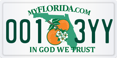 FL license plate 0013YY