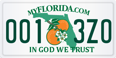 FL license plate 0013ZO