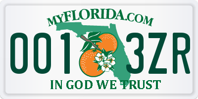 FL license plate 0013ZR