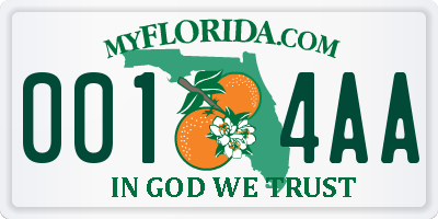 FL license plate 0014AA