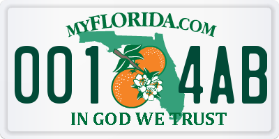 FL license plate 0014AB