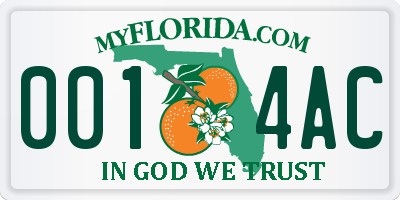 FL license plate 0014AC