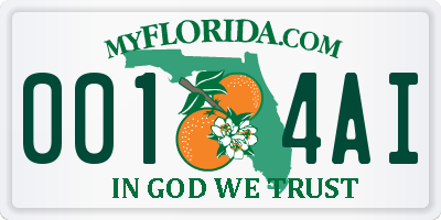 FL license plate 0014AI