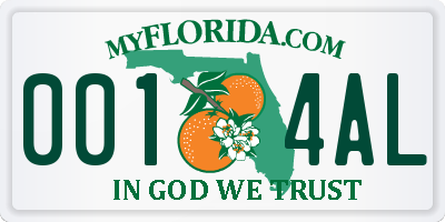 FL license plate 0014AL