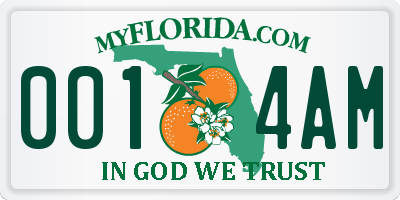 FL license plate 0014AM