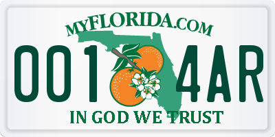 FL license plate 0014AR