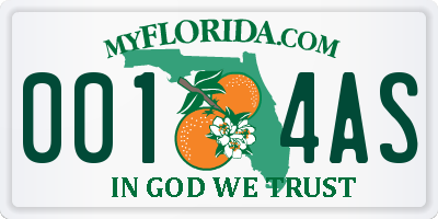 FL license plate 0014AS