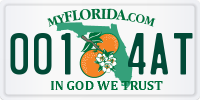 FL license plate 0014AT