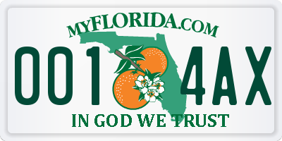 FL license plate 0014AX