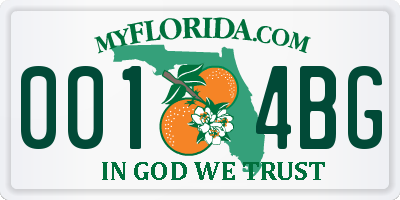 FL license plate 0014BG