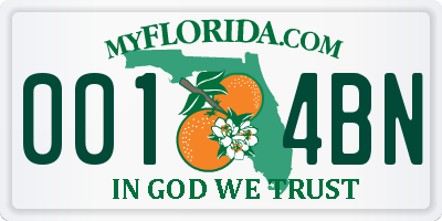 FL license plate 0014BN