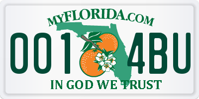 FL license plate 0014BU