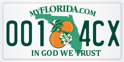 FL license plate 0014CX