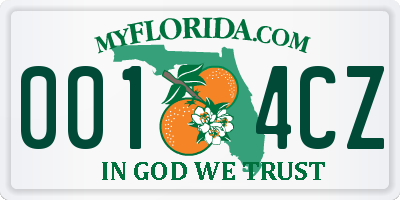 FL license plate 0014CZ