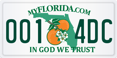 FL license plate 0014DC