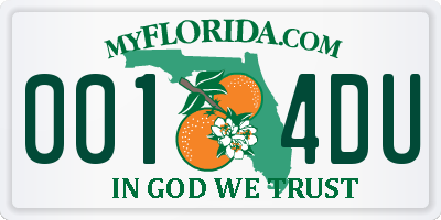 FL license plate 0014DU