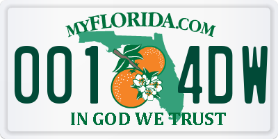 FL license plate 0014DW