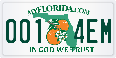 FL license plate 0014EM