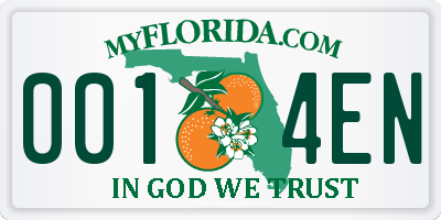 FL license plate 0014EN