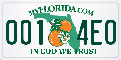 FL license plate 0014EO