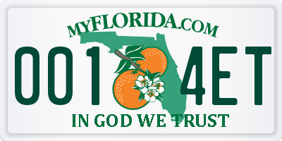 FL license plate 0014ET