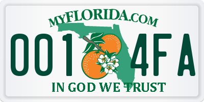 FL license plate 0014FA