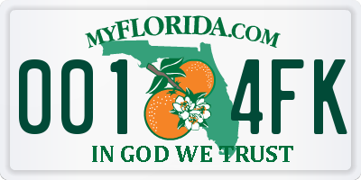 FL license plate 0014FK