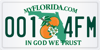 FL license plate 0014FM