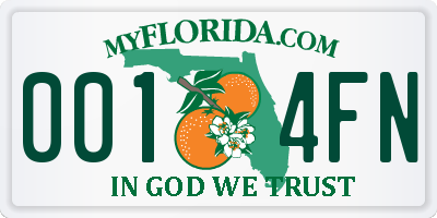 FL license plate 0014FN