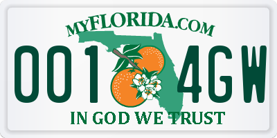 FL license plate 0014GW