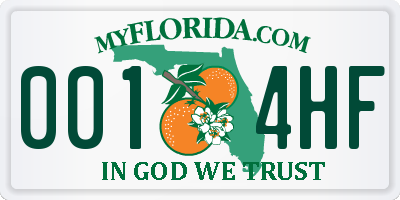 FL license plate 0014HF