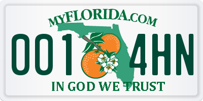 FL license plate 0014HN