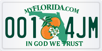 FL license plate 0014JM