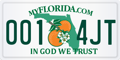 FL license plate 0014JT