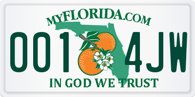 FL license plate 0014JW