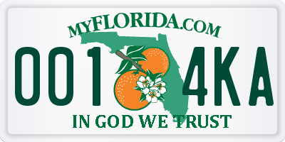 FL license plate 0014KA