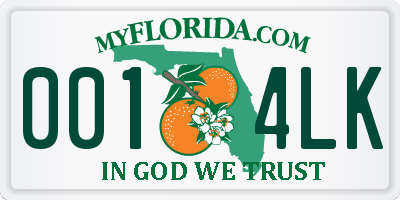 FL license plate 0014LK