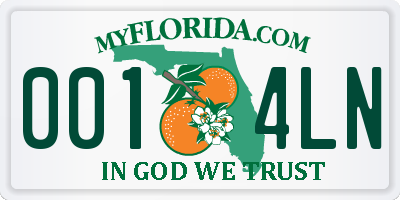 FL license plate 0014LN