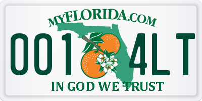 FL license plate 0014LT