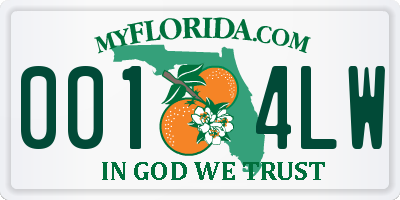 FL license plate 0014LW